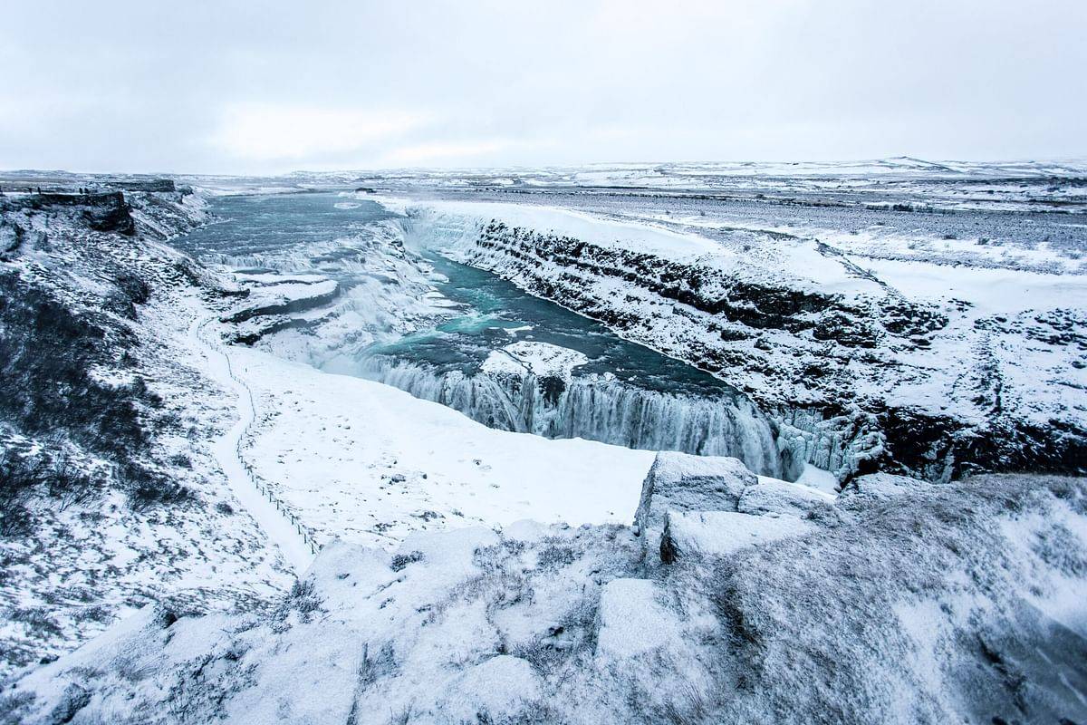 Gullfoss waterfall - winter wonderland
